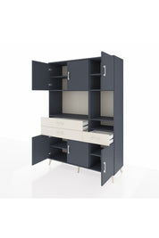 Hyperion Dolap 9 Raflı 3 Çekmeceli 6 Kapaklı 132x44x195 Antrasit-Antrasit/Aytaşı