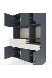 Hyperion Dolap 9 Raflı 3 Çekmeceli 6 Kapaklı 132x44x195 Antrasit-Antrasit/Aytaşı