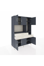 Hyperion Dolap 9 Raflı 3 Çekmeceli 6 Kapaklı 132x44x195 Antrasit-Antrasit/Aytaşı