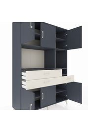 Hyperion Dolap 9 Raflı 3 Çekmeceli 6 Kapaklı 132x44x195 Antrasit-Antrasit/Aytaşı