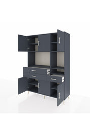 Hyperion Dolap 9 Raflı 3 Çekmeceli 6 Kapaklı 132x44x195 Antrasit-Antrasit/Antrasit