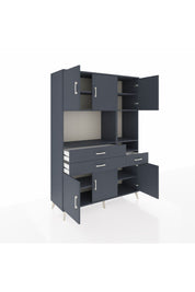 Hyperion Dolap 9 Raflı 3 Çekmeceli 6 Kapaklı 132x44x195 Antrasit-Antrasit/Antrasit