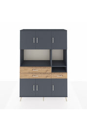 Hyperion Dolap 9 Raflı 3 Çekmeceli 6 Kapaklı 132x44x195 Antrasit-Antrasit/Çam