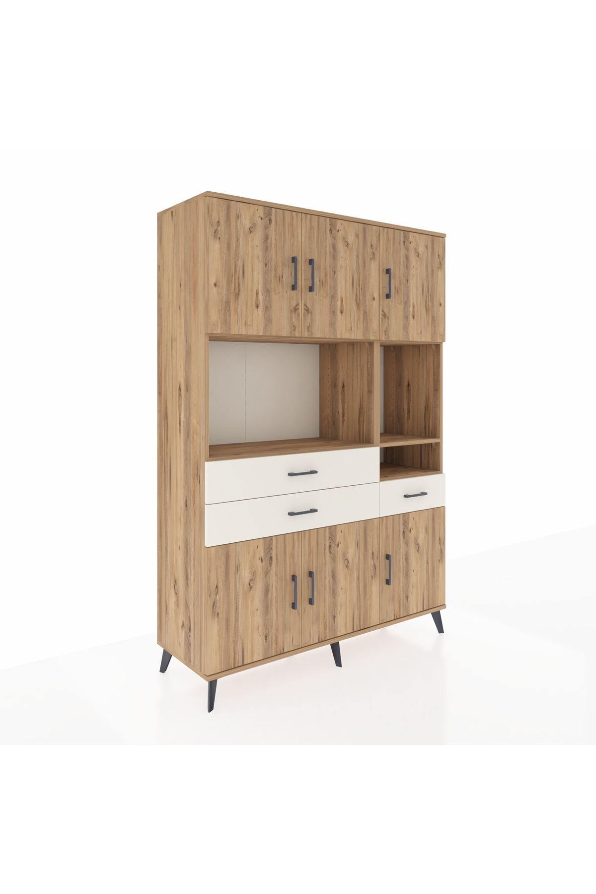 Hyperion Dolap 9 Raflı 3 Çekmeceli 6 Kapaklı 132x44x195 Çam-Çam/Aytaşı