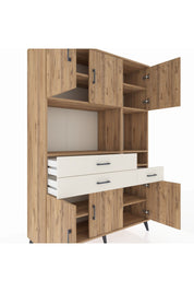 Hyperion Dolap 9 Raflı 3 Çekmeceli 6 Kapaklı 132x44x195 Çam-Çam/Aytaşı