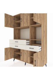 Hyperion Dolap 9 Raflı 3 Çekmeceli 6 Kapaklı 132x44x195 Çam-Çam/Aytaşı