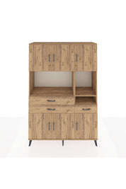 Hyperion Dolap 9 Raflı 3 Çekmeceli 6 Kapaklı 132x44x195 Çam-Çam/Çam