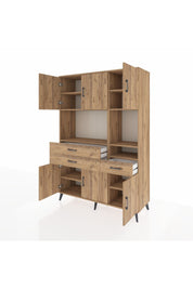 Hyperion Dolap 9 Raflı 3 Çekmeceli 6 Kapaklı 132x44x195 Çam-Çam/Çam