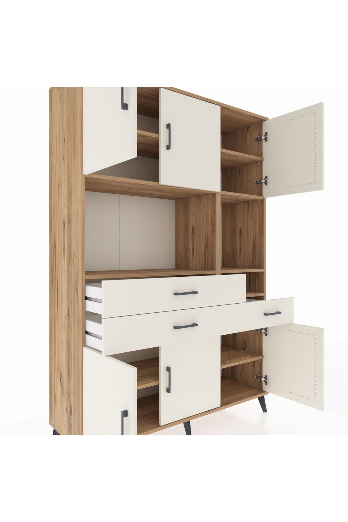 Hyperion Dolap 9 Raflı 3 Çekmeceli 6 Kapaklı 132x44x195 Çam-Aytaşı/Aytaşı
