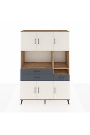 Hyperion Dolap 9 Raflı 3 Çekmeceli 6 Kapaklı 132x44x195 Çam-Aytaşı/Antrasit