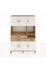 Hyperion Dolap 9 Raflı 3 Çekmeceli 6 Kapaklı 132x44x195 Çam-Aytaşı/Çam