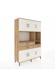 Hyperion Dolap 9 Raflı 3 Çekmeceli 6 Kapaklı 132x44x195 Çam-Aytaşı/Çam