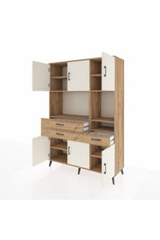 Hyperion Dolap 9 Raflı 3 Çekmeceli 6 Kapaklı 132x44x195 Çam-Aytaşı/Çam