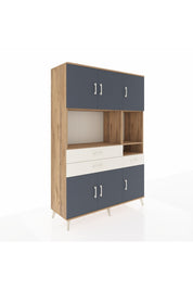 Hyperion Dolap 9 Raflı 3 Çekmeceli 6 Kapaklı 132x44x195 Çam-Antrasit/Aytaşı