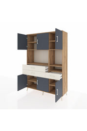 Hyperion Dolap 9 Raflı 3 Çekmeceli 6 Kapaklı 132x44x195 Çam-Antrasit/Aytaşı