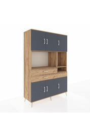 Hyperion Dolap 9 Raflı 3 Çekmeceli 6 Kapaklı 132x44x195 Çam-Antrasit/Çam