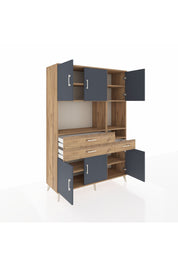 Hyperion Dolap 9 Raflı 3 Çekmeceli 6 Kapaklı 132x44x195 Çam-Antrasit/Çam