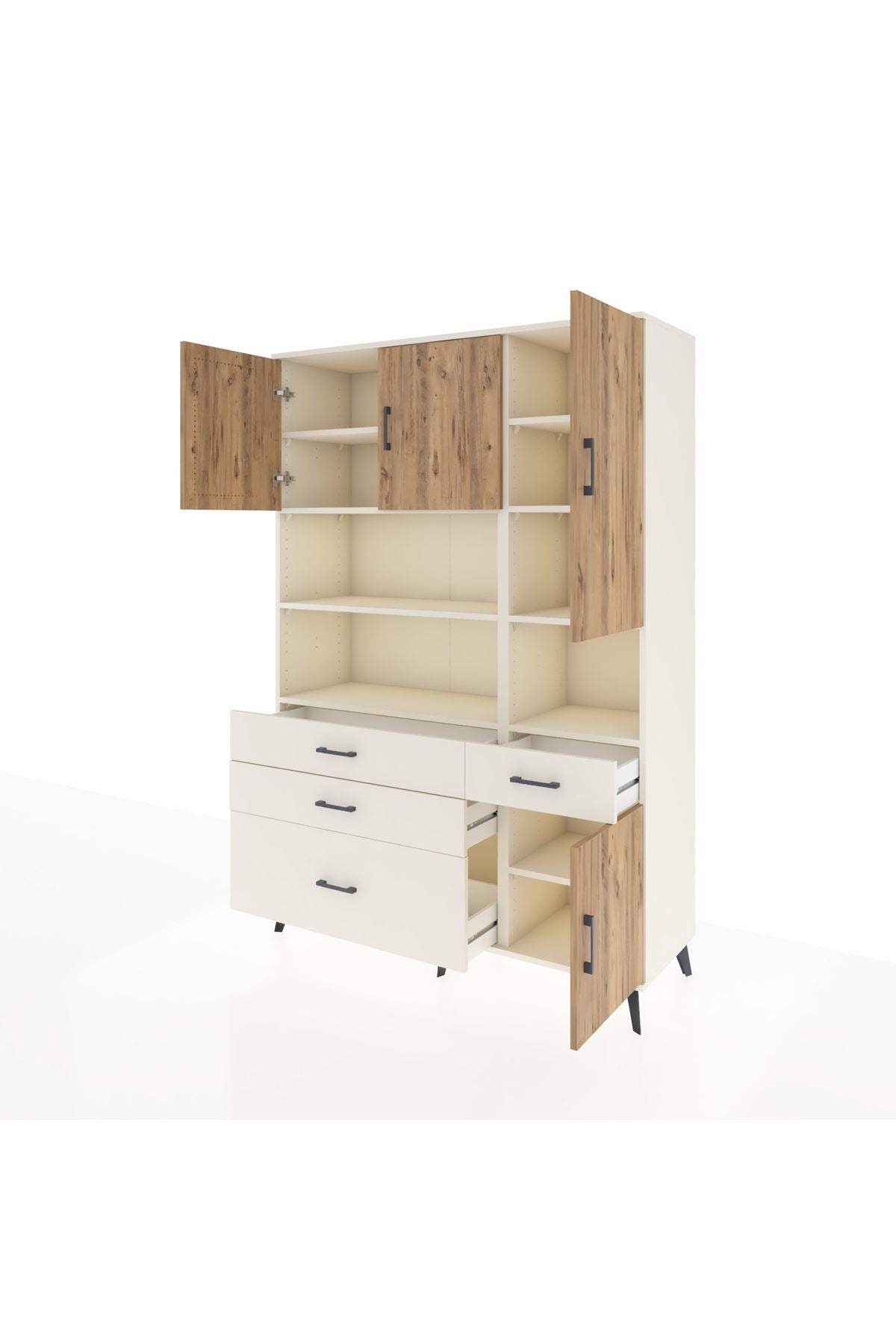 Hyperion Dolap 9 Raflı 4 Çekmeceli 4 Kapaklı 132x44x195 Aytaşı-Çam/Aytaşı