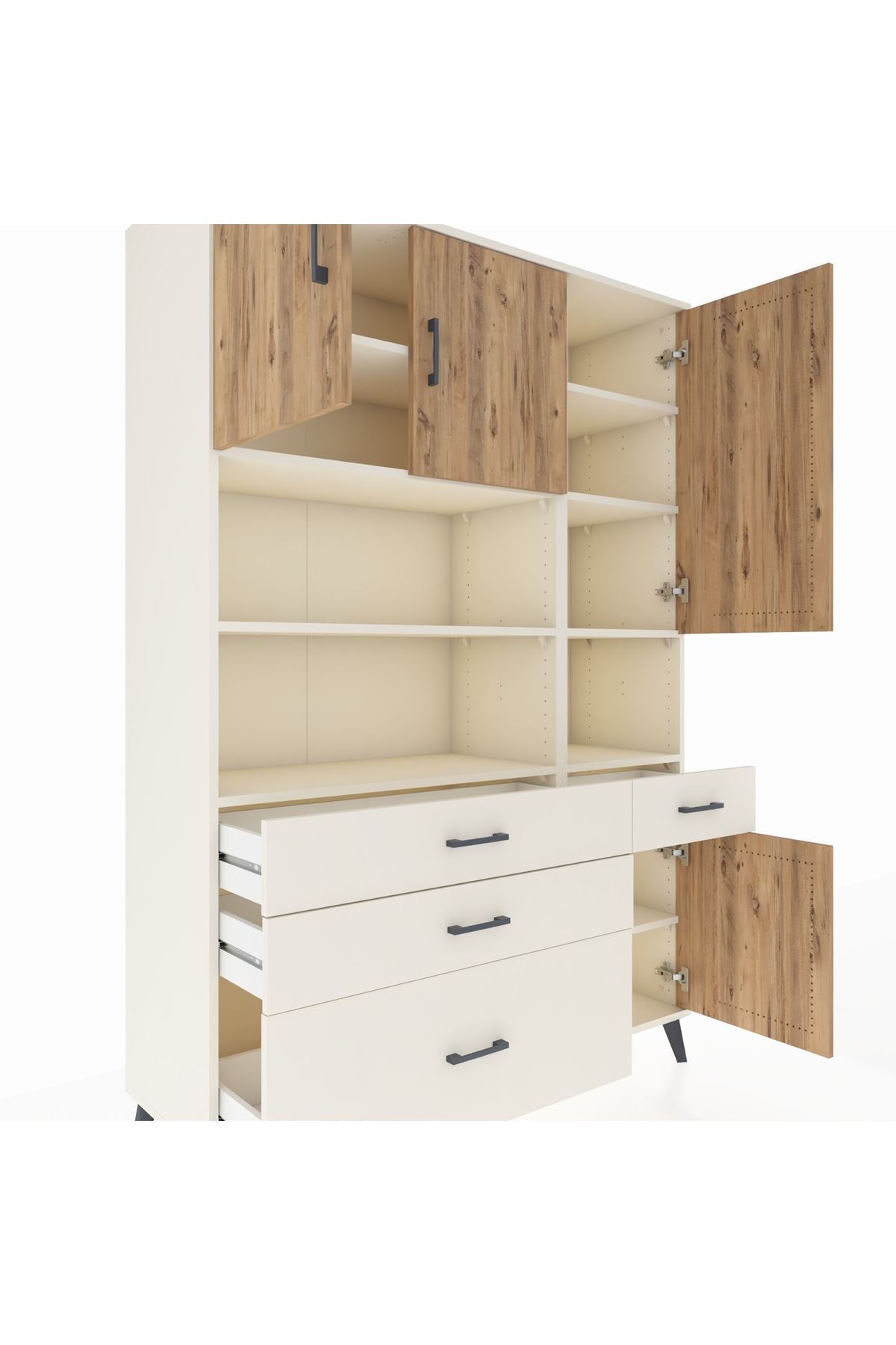 Hyperion Dolap 9 Raflı 4 Çekmeceli 4 Kapaklı 132x44x195 Aytaşı-Çam/Aytaşı