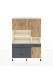 Hyperion Dolap 9 Raflı 4 Çekmeceli 4 Kapaklı 132x44x195 Aytaşı-Çam/Antrasit