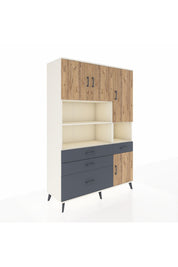 Hyperion Dolap 9 Raflı 4 Çekmeceli 4 Kapaklı 132x44x195 Aytaşı-Çam/Antrasit