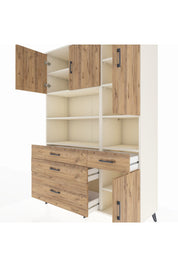 Hyperion Dolap 9 Raflı 4 Çekmeceli 4 Kapaklı 132x44x195 Aytaşı-Çam/Çam