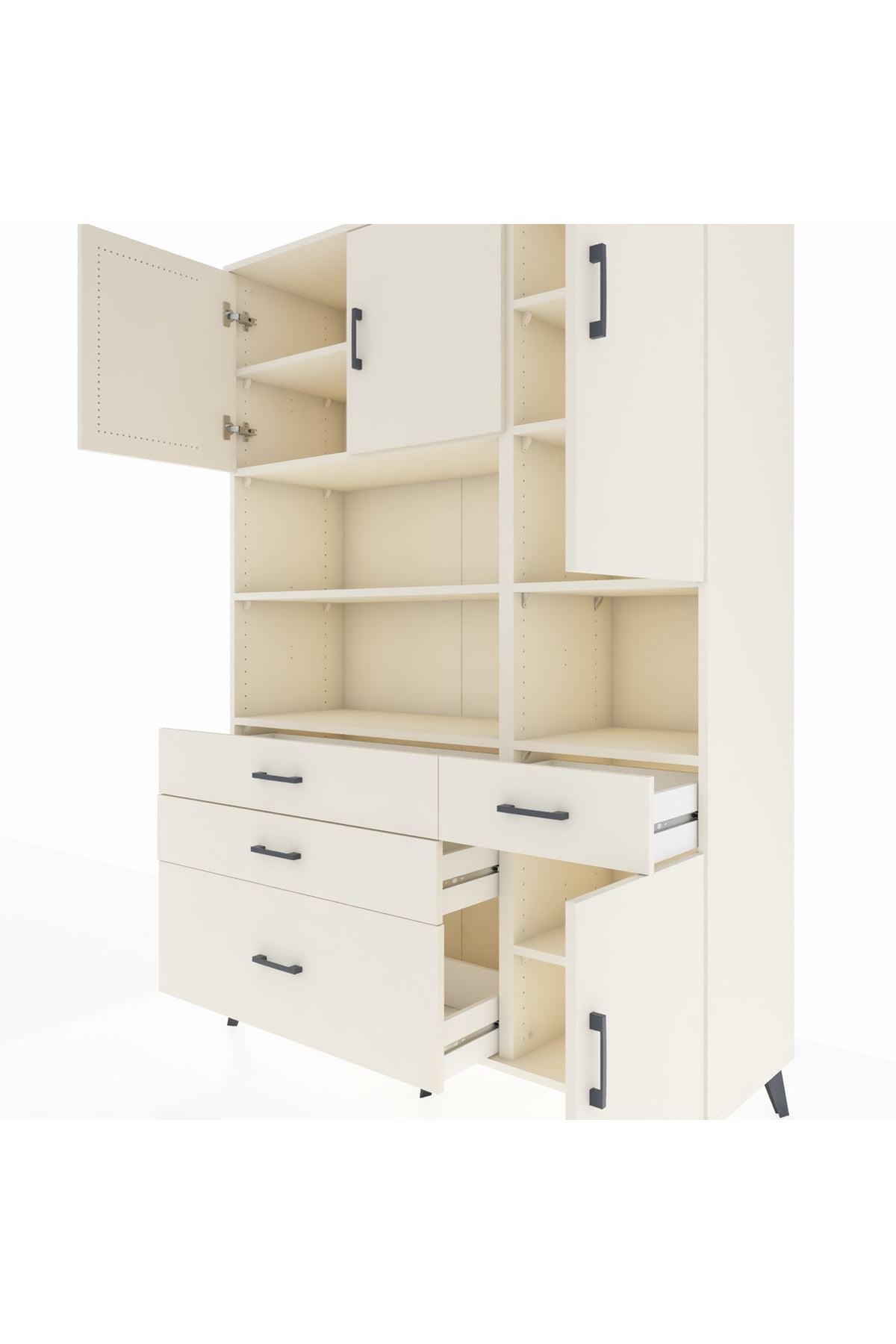 Hyperion Dolap 9 Raflı 4 Çekmeceli 4 Kapaklı 132x44x195 Aytaşı-Aytaşı/Aytaşı