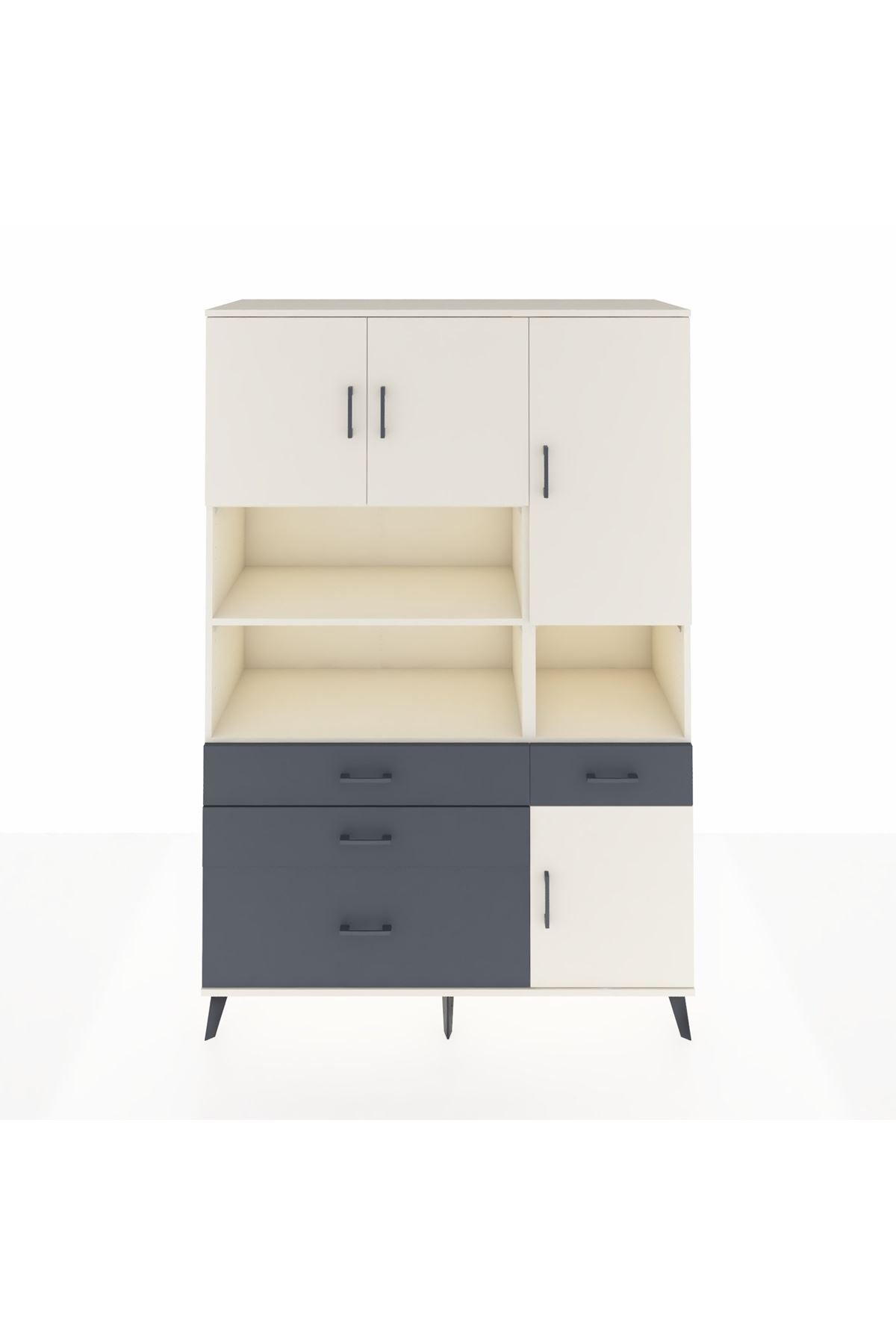 Hyperion Dolap 9 Raflı 4 Çekmeceli 4 Kapaklı 132x44x195 Aytaşı-Aytaşı/Antrasit