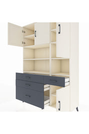 Hyperion Dolap 9 Raflı 4 Çekmeceli 4 Kapaklı 132x44x195 Aytaşı-Aytaşı/Antrasit