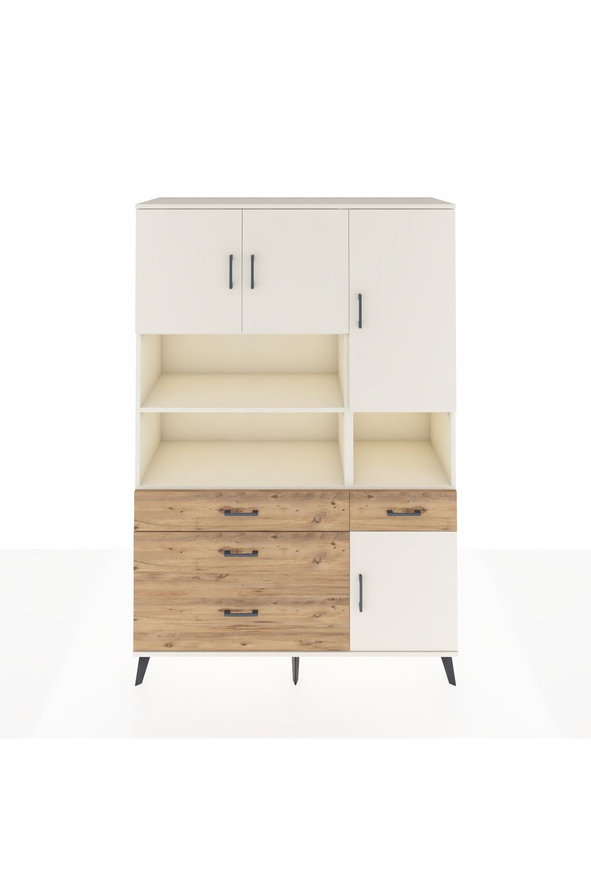 Hyperion Dolap 9 Raflı 4 Çekmeceli 4 Kapaklı 132x44x195 Aytaşı-Aytaşı/Çam