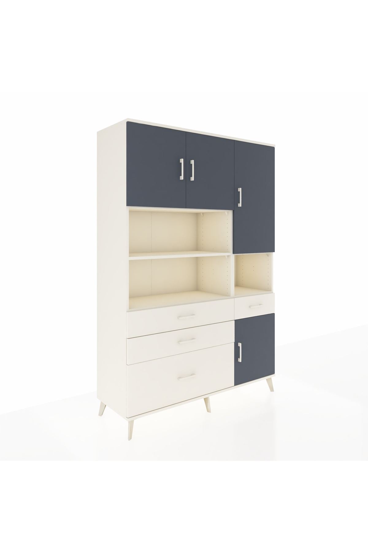 Hyperion Dolap 9 Raflı 4 Çekmeceli 4 Kapaklı 132x44x195 Aytaşı-Antrasit/Aytaşı