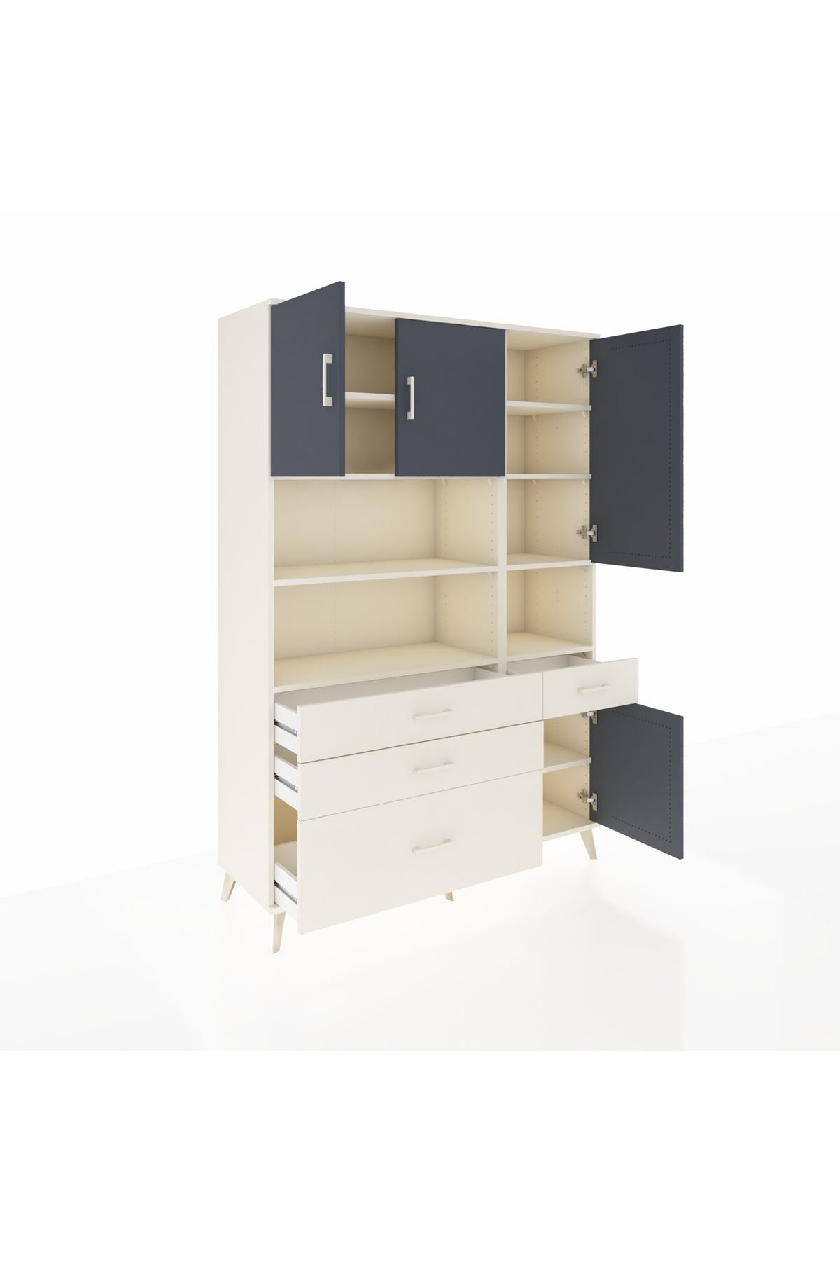 Hyperion Dolap 9 Raflı 4 Çekmeceli 4 Kapaklı 132x44x195 Aytaşı-Antrasit/Aytaşı