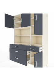 Hyperion Dolap 9 Raflı 4 Çekmeceli 4 Kapaklı 132x44x195 Aytaşı-Antrasit/Antrasit