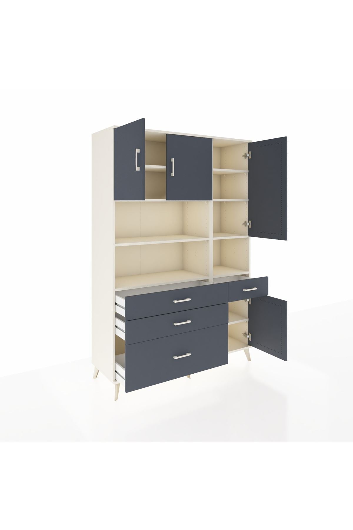 Hyperion Dolap 9 Raflı 4 Çekmeceli 4 Kapaklı 132x44x195 Aytaşı-Antrasit/Antrasit