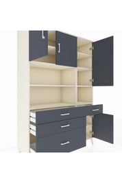 Hyperion Dolap 9 Raflı 4 Çekmeceli 4 Kapaklı 132x44x195 Aytaşı-Antrasit/Antrasit