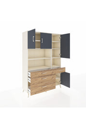 Hyperion Dolap 9 Raflı 4 Çekmeceli 4 Kapaklı 132x44x195 Aytaşı-Antrasit/Çam