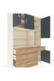 Hyperion Dolap 9 Raflı 4 Çekmeceli 4 Kapaklı 132x44x195 Aytaşı-Antrasit/Çam