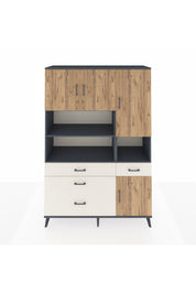 Hyperion Dolap 9 Raflı 4 Çekmeceli 4 Kapaklı 132x44x195 Antrasit-Çam/Aytaşı