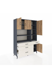 Hyperion Dolap 9 Raflı 4 Çekmeceli 4 Kapaklı 132x44x195 Antrasit-Çam/Aytaşı