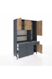 Hyperion Dolap 9 Raflı 4 Çekmeceli 4 Kapaklı 132x44x195 Antrasit-Çam/Antrasit