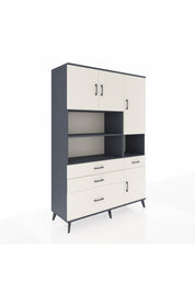 Hyperion Dolap 9 Raflı 4 Çekmeceli 4 Kapaklı 132x44x195 Antrasit-Aytaşı/Aytaşı