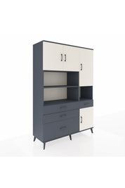 Hyperion Dolap 9 Raflı 4 Çekmeceli 4 Kapaklı 132x44x195 Antrasit-Aytaşı/Antrasit