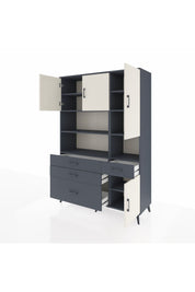 Hyperion Dolap 9 Raflı 4 Çekmeceli 4 Kapaklı 132x44x195 Antrasit-Aytaşı/Antrasit