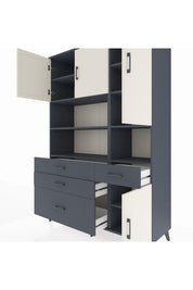 Hyperion Dolap 9 Raflı 4 Çekmeceli 4 Kapaklı 132x44x195 Antrasit-Aytaşı/Antrasit