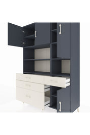 Hyperion Dolap 9 Raflı 4 Çekmeceli 4 Kapaklı 132x44x195 Antrasit-Antrasit/Aytaşı