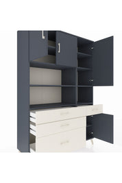 Hyperion Dolap 9 Raflı 4 Çekmeceli 4 Kapaklı 132x44x195 Antrasit-Antrasit/Aytaşı