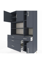 Hyperion Dolap 9 Raflı 4 Çekmeceli 4 Kapaklı 132x44x195 Antrasit-Antrasit/Antrasit