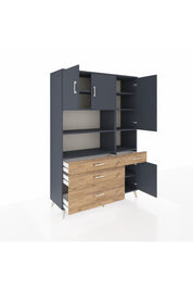 Hyperion Dolap 9 Raflı 4 Çekmeceli 4 Kapaklı 132x44x195 Antrasit-Antrasit/Çam