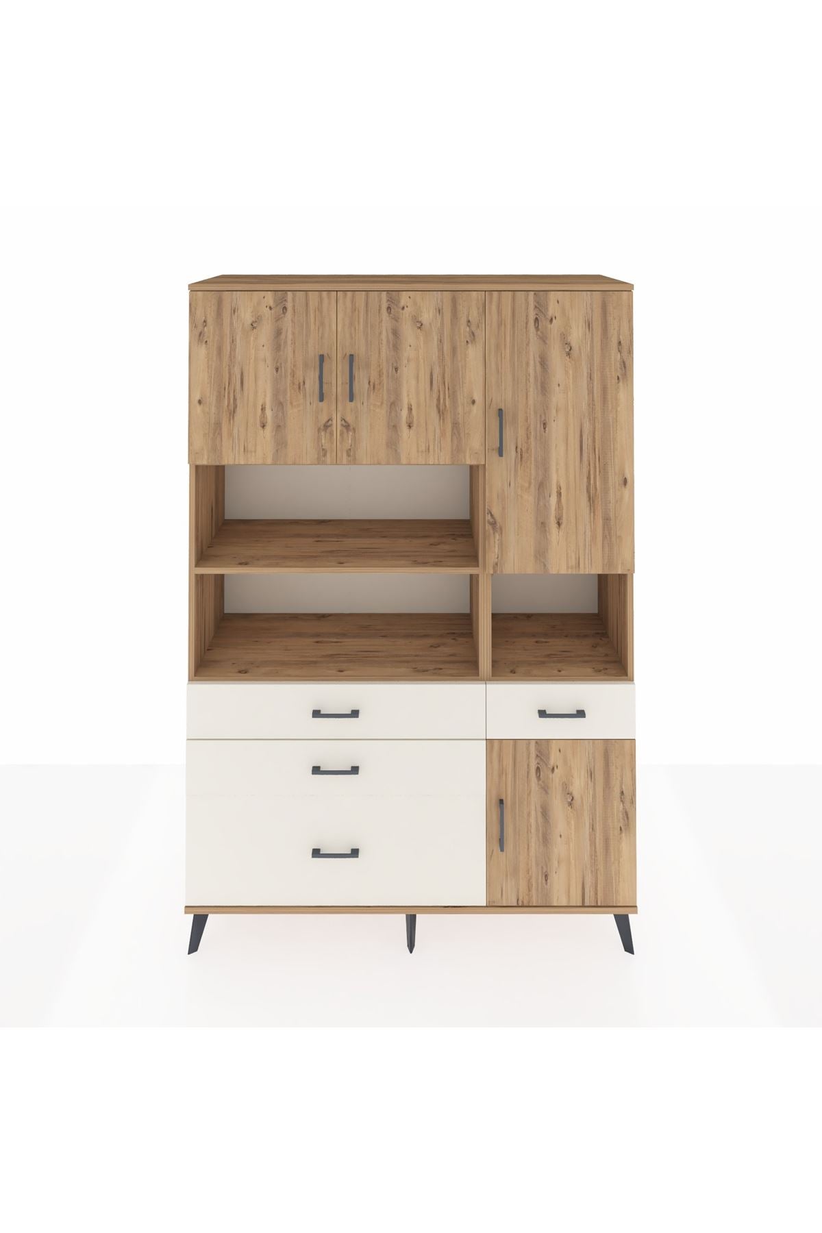 Hyperion Dolap 9 Raflı 4 Çekmeceli 4 Kapaklı 132x44x195 Çam-Çam/Aytaşı