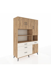 Hyperion Dolap 9 Raflı 4 Çekmeceli 4 Kapaklı 132x44x195 Çam-Çam/Aytaşı
